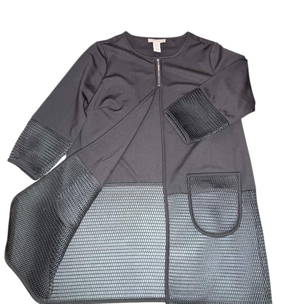 Sharon Young Black Mixed Media Modern Jacket - Picture 2 of 5